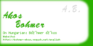 akos bohmer business card